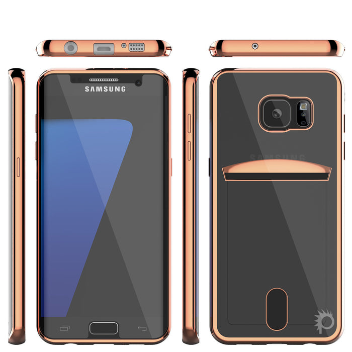 Galaxy S7 Case, PUNKCASE® LUCID Rose Gold Series | Card Slot | SHIELD Screen Protector | Ultra fit (Color in image: Balck)
