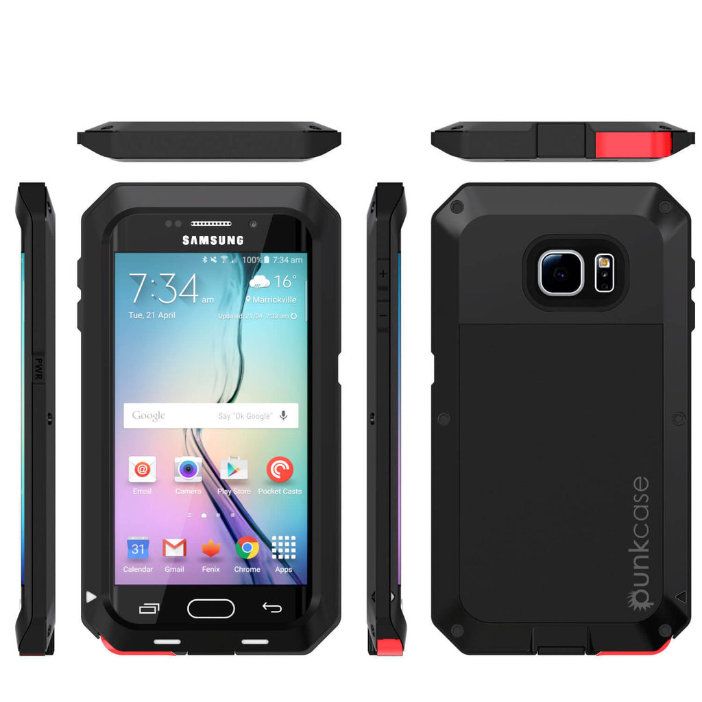 Galaxy S7 EDGE Case, PUNKcase Metallic Black Shockproof  Slim Metal Armor Case (Color in image: white)