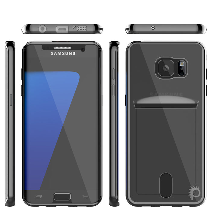 Galaxy S7 EDGE Case, PUNKCASE® LUCID Black Series | Card Slot | SHIELD Screen Protector | Ultra fit (Color in image: Silver)
