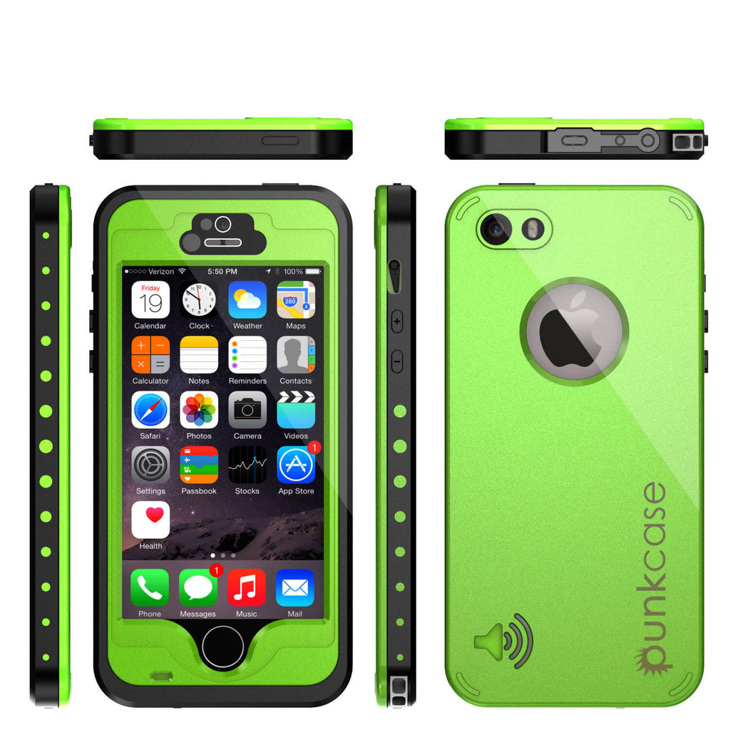 iPhone 5S/5 Waterproof Case, PunkCase StudStar Light Green Case Water/ShockProof | Lifetime Warranty (Color in image: black)