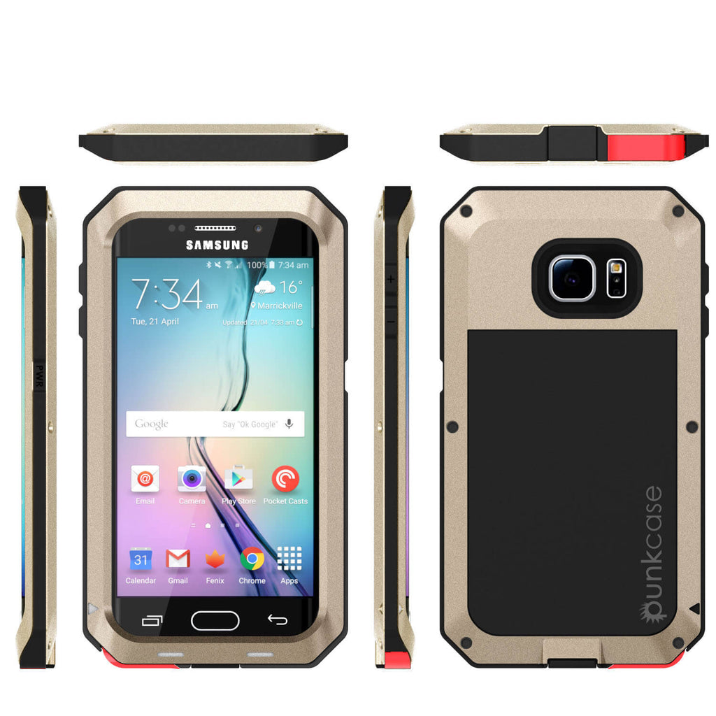 Galaxy S6 EDGE+ Plus  Case, PUNKcase Metallic Gold Shockproof  Slim Metal Armor Case (Color in image: white)