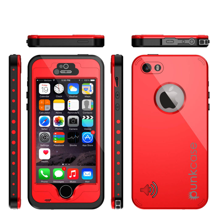 iPhone 5S/5 Waterproof Case, PunkCase StudStar Red Case Water/Shock/Dirt Proof | Lifetime Warranty (Color in image: black)