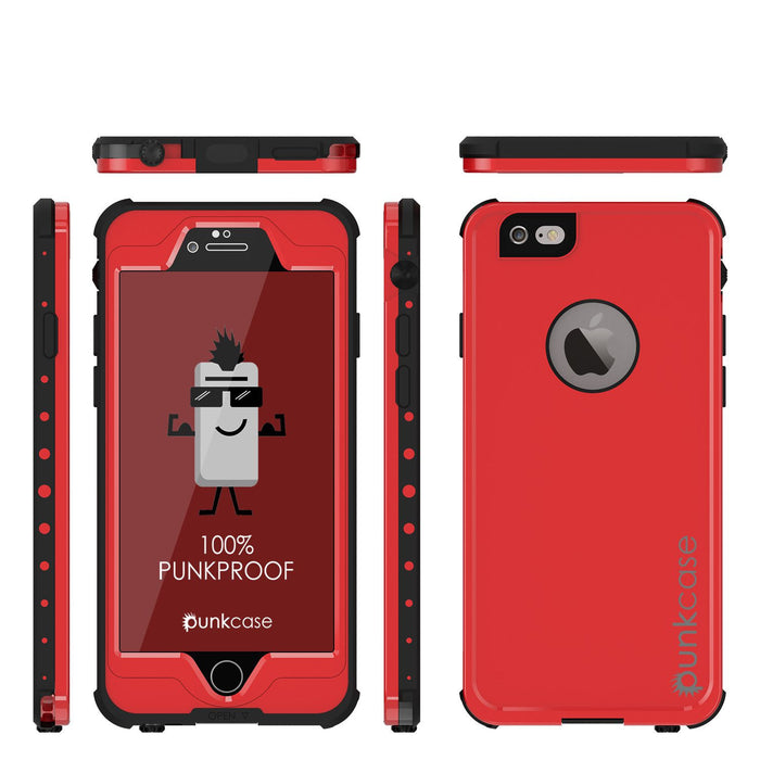 iPhone 6S+/6+ Plus Waterproof Case, PUNKcase StudStar Red w/ Attached Screen Protector | Warranty (Color in image: white)