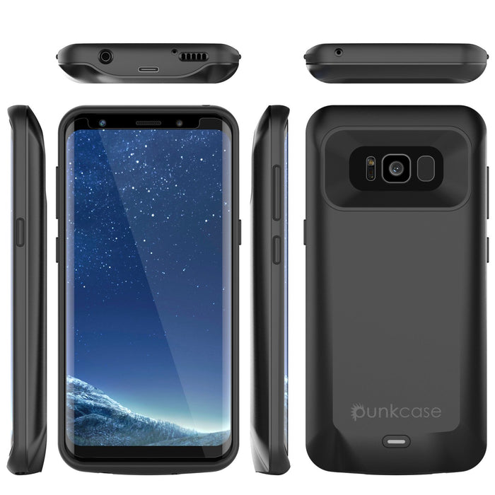 Galaxy S8 PLUS Battery Case, Punkcase 5500mAH Charger Case W/ Screen Protector | Integrated Kickstand & USB Port | IntelSwitch [Black] (Color in image: Gold)