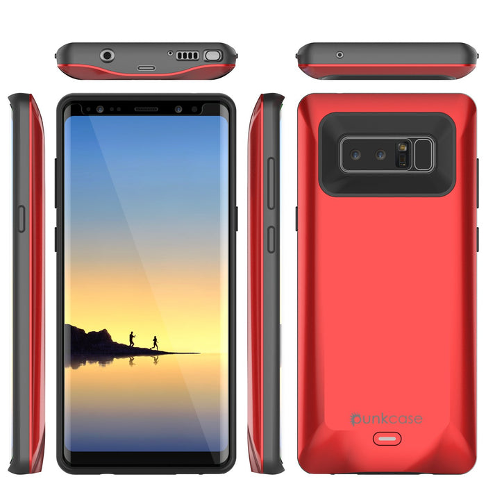 Galaxy Note 8 Battery Case, Punkcase 5000mAH Charger Case W/ Screen Protector | Integrated USB Port | IntelSwitch [Red] (Color in image: Black)