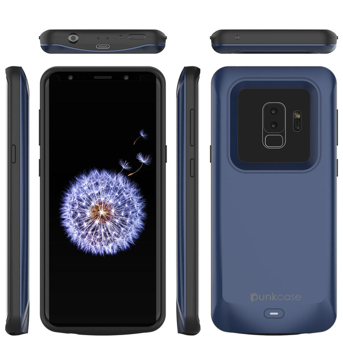 Galaxy S9 PLUS Battery Case, PunkJuice 5000mAH Fast Charging Power Bank W/ Screen Protector | Integrated USB Port | IntelSwitch | Slim, Secure and Reliable | Suitable for Samsung Galaxy S9+ [Navy] (Color in image: Gold)