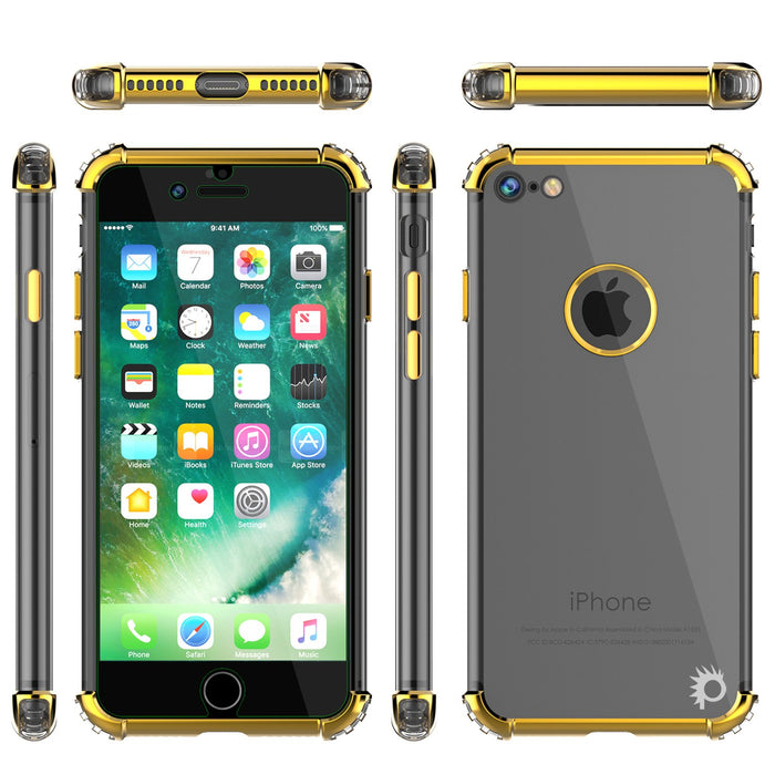 iPhone 7 Case, Punkcase [BLAZE SERIES] Protective Cover W/ PunkShield Screen Protector [Shockproof] [Slim Fit] for Apple iPhone [Gold] (Color in image: Black)