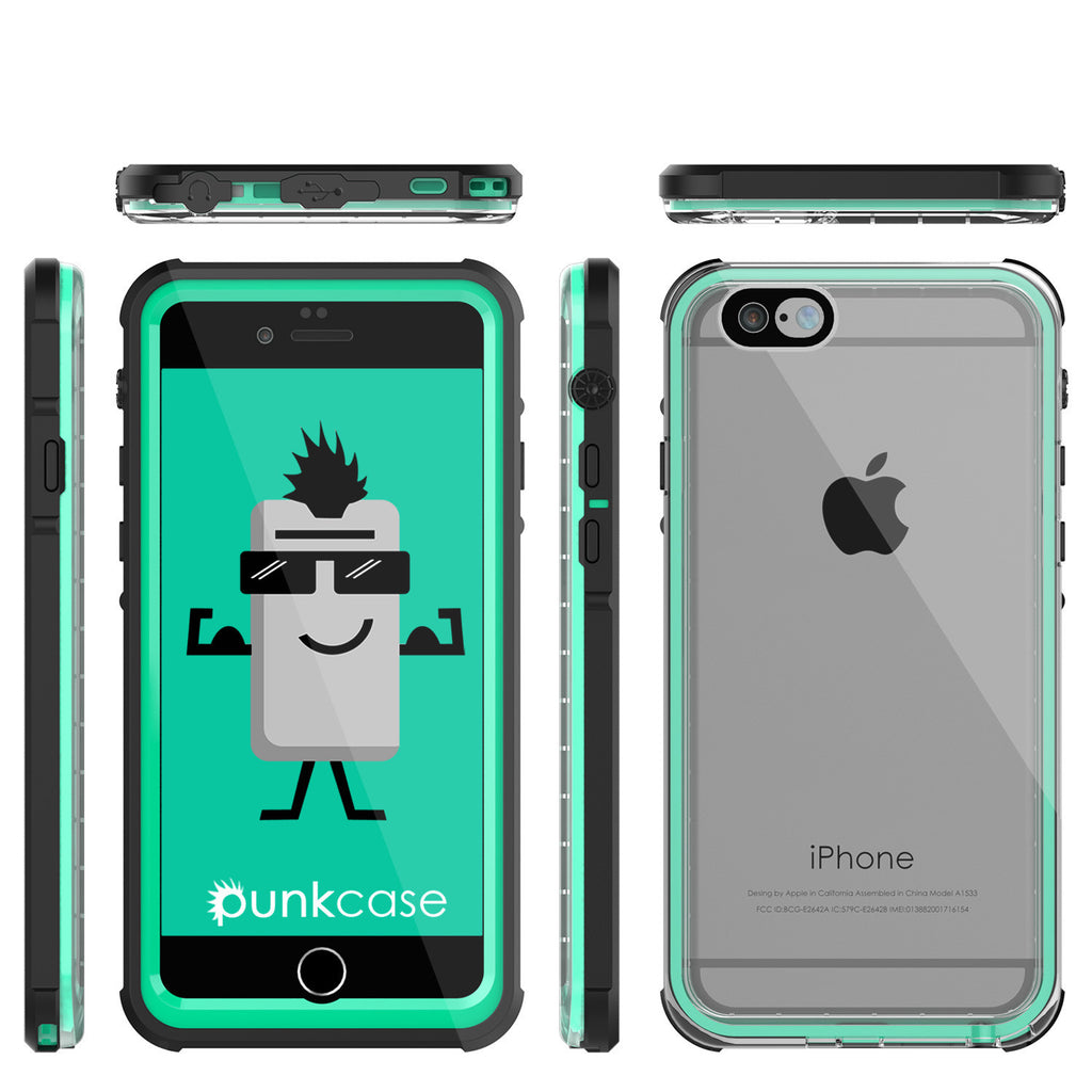 iPhone 6/6S Waterproof Case, PUNKcase CRYSTAL Teal W/ Attached Screen Protector  | Warranty (Color in image: teal)