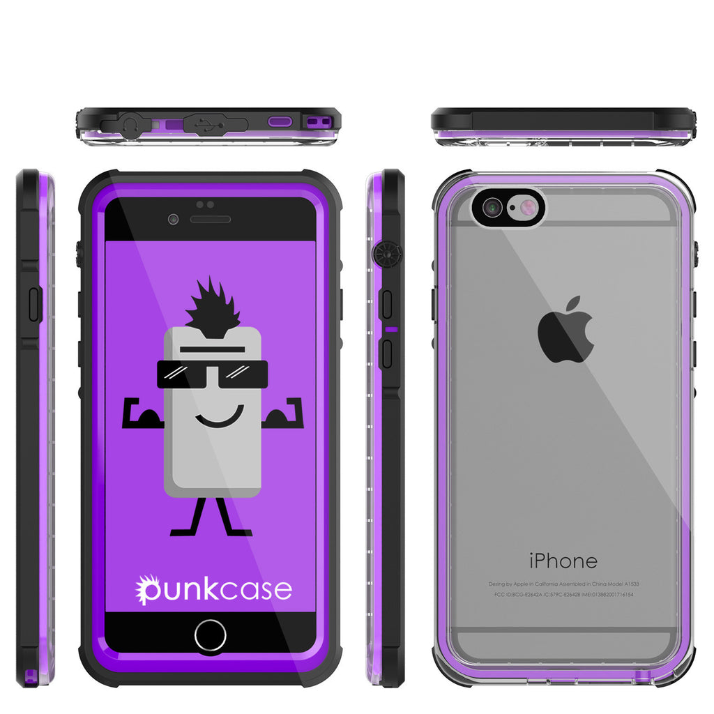iPhone 6/6S Waterproof Case, PUNKcase CRYSTAL Purple W/ Attached Screen Protector  | Warranty (Color in image: purple)