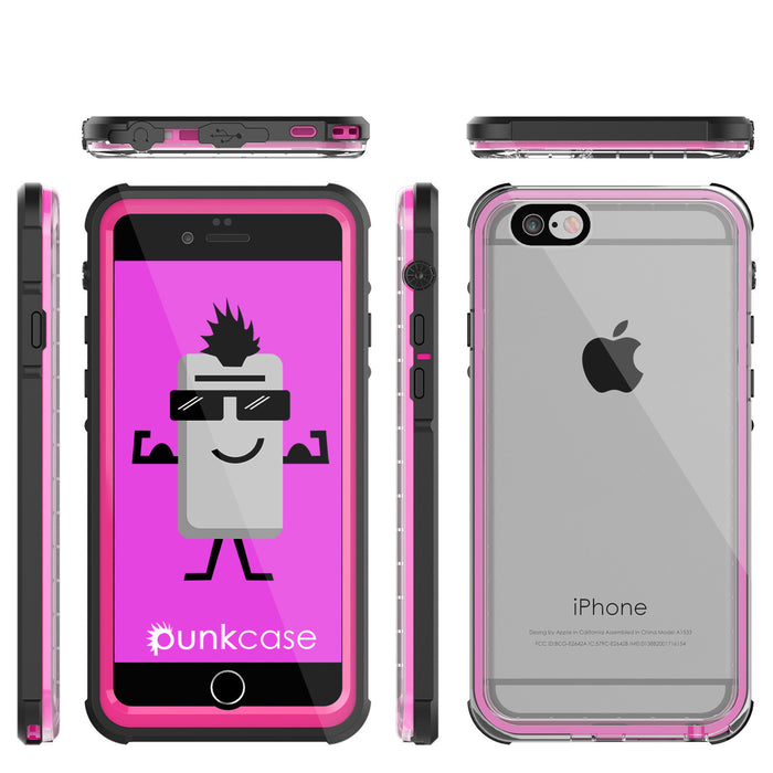 iPhone 6/6S Waterproof Case, PUNKcase CRYSTAL Pink W/ Attached Screen Protector  | Warranty (Color in image: pink)