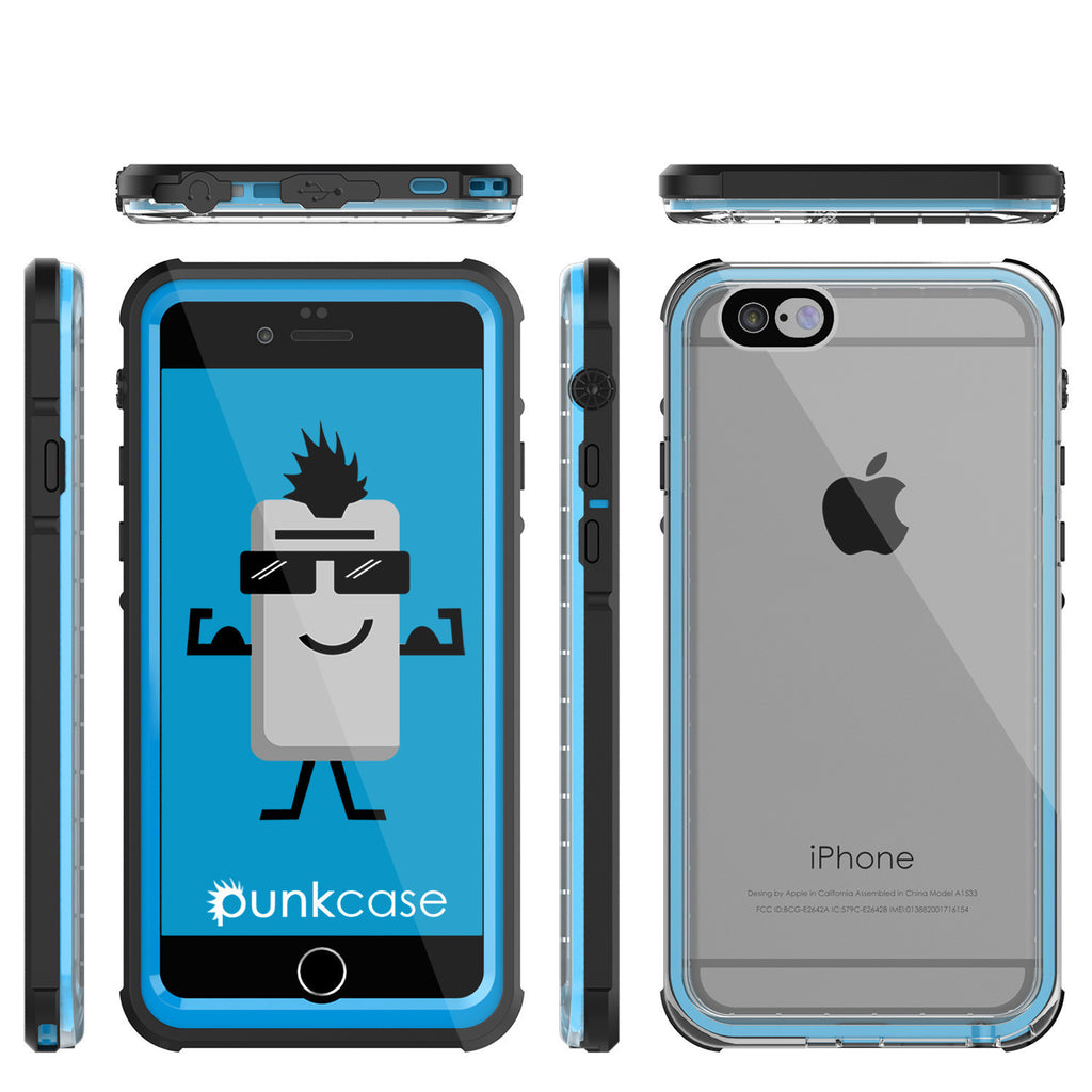 iPhone 6+/6S+ Plus Waterproof Case, PUNKcase CRYSTAL Light Blue  W/ Attached Screen Protector (Color in image: light blue)