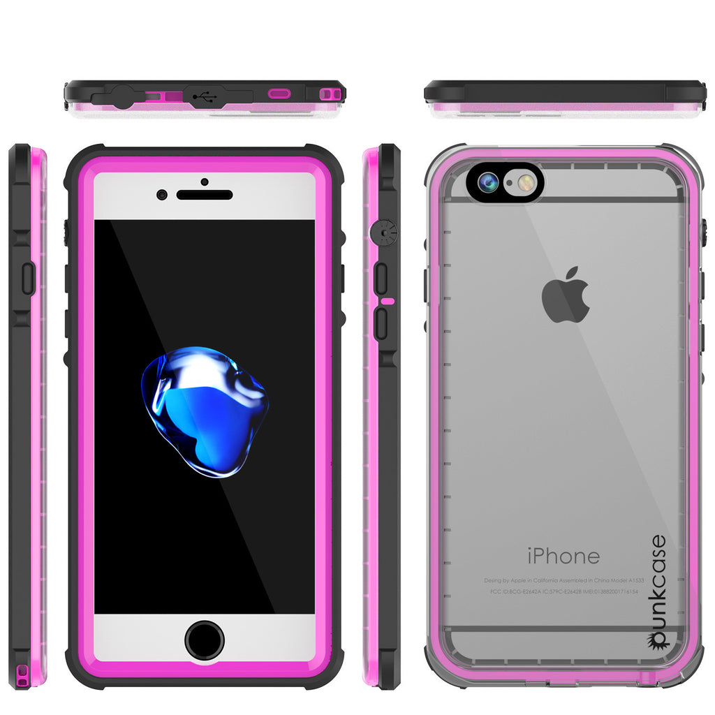 Apple iPhone 7 Waterproof Case, PUNKcase CRYSTAL Pink W/ Attached Screen Protector  | Warranty (Color in image: Black)