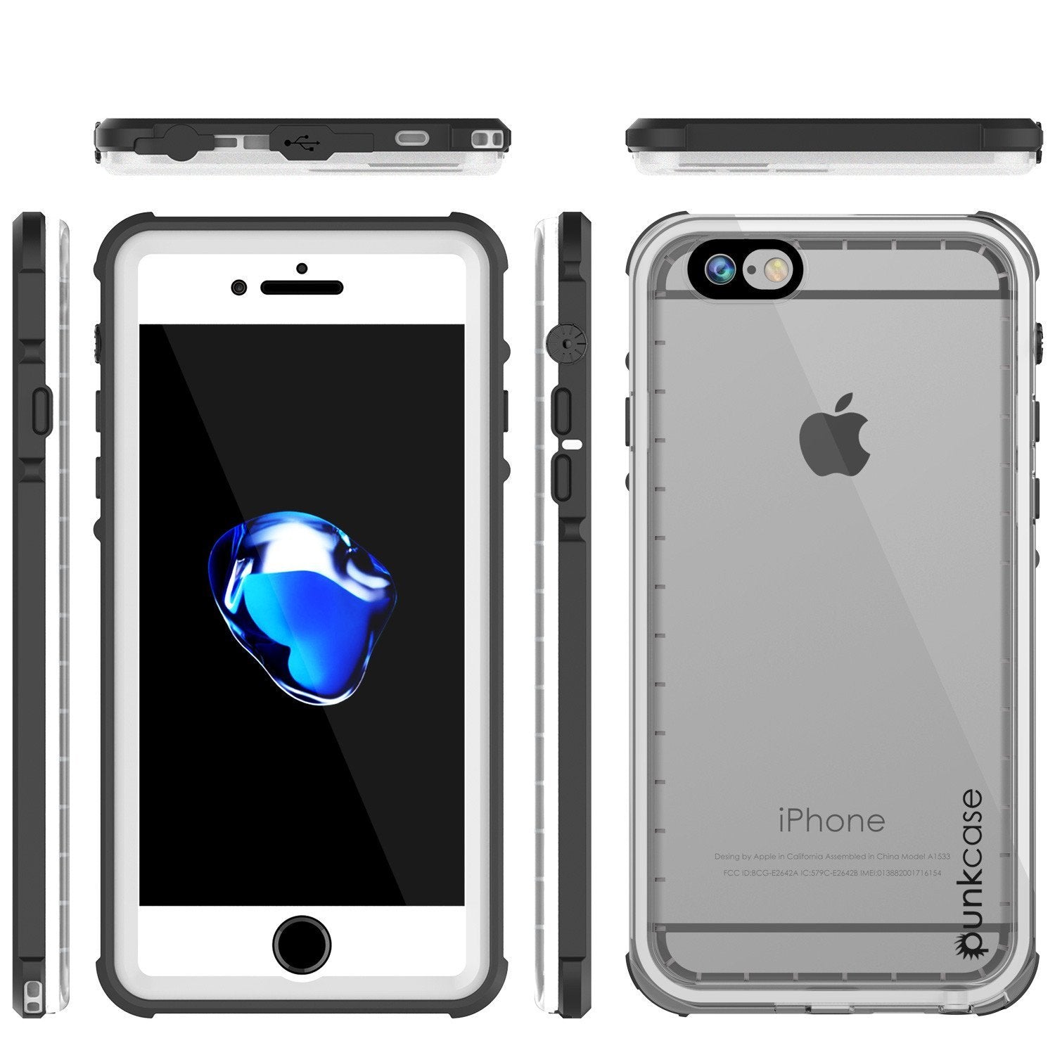 Apple iPhone 8 Waterproof Case, PUNKcase CRYSTAL White W/ Attached Screen Protector  | Warranty (Color in image: White)
