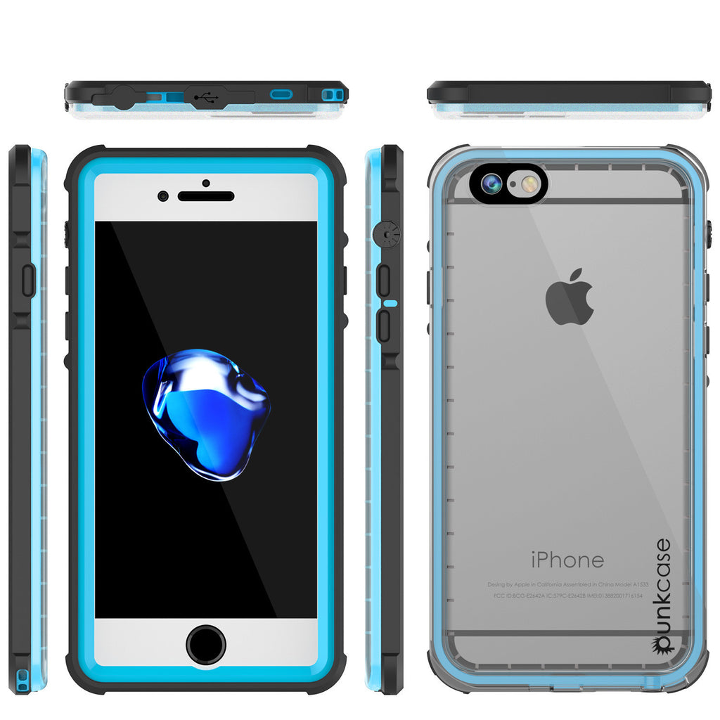 Apple iPhone 7 Waterproof Case, PUNKcase CRYSTAL Light Blue  W/ Attached Screen Protector  | Warranty (Color in image: Black)