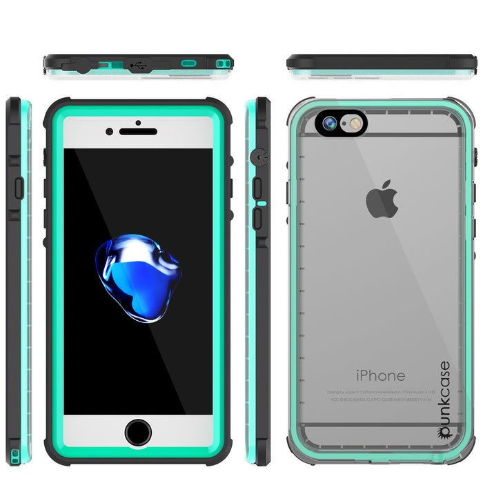 Apple iPhone 7 Waterproof Case, PUNKcase CRYSTAL Teal W/ Attached Screen Protector  | Warranty (Color in image: Black)