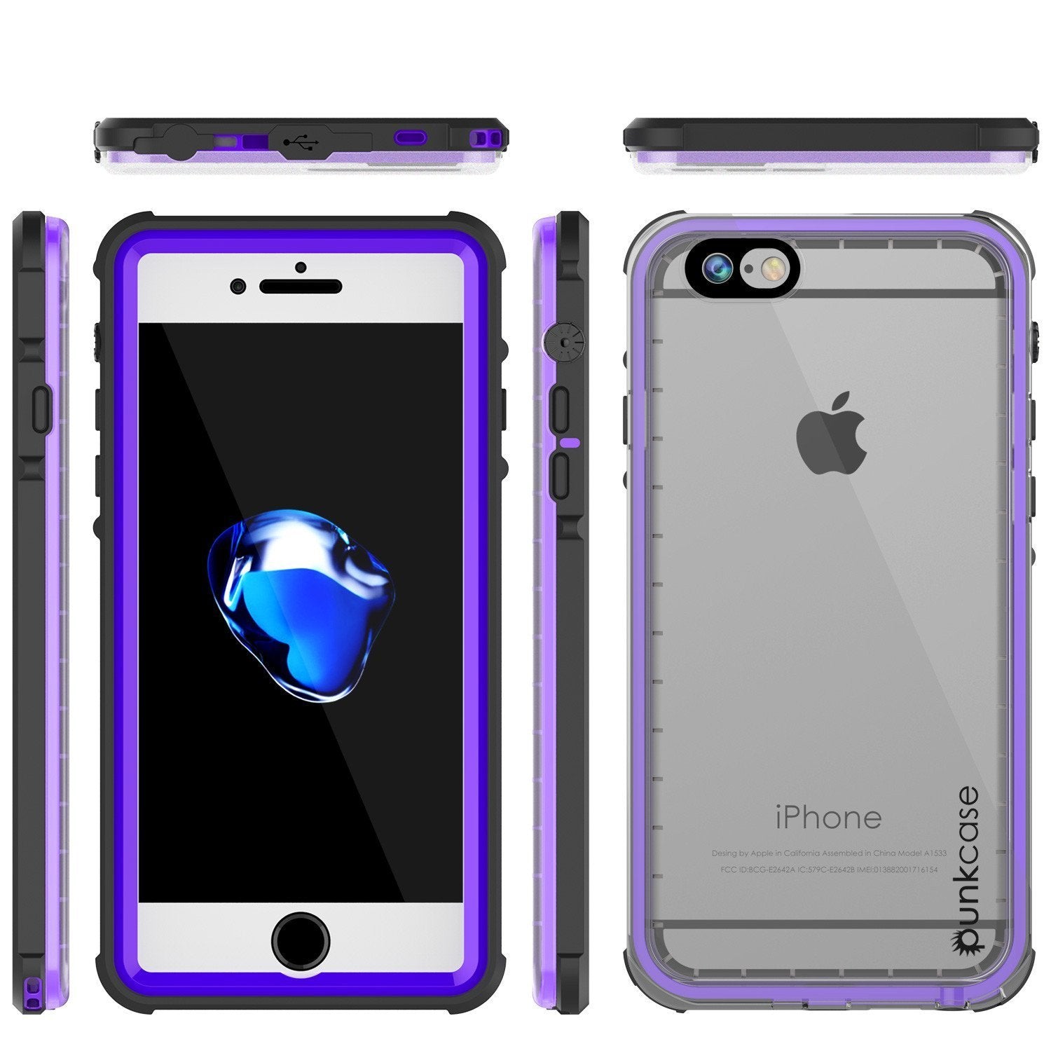 Apple iPhone SE (4.7") Waterproof Case, PUNKcase CRYSTAL Purple W/ Attached Screen Protector  | Warranty (Color in image: Purple)