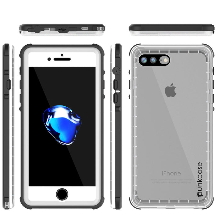 iPhone 8+ Plus Waterproof Case, PUNKcase CRYSTAL White W/ Attached Screen Protector  | Warranty (Color in image: teal)