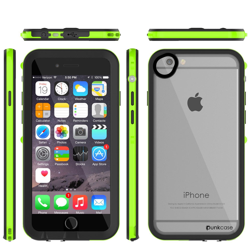 Apple iPhone 8 Waterproof Case, PUNKcase CRYSTAL 2.0 Light Green  W/ Attached Screen Protector  | Warranty (Color in image: Black)