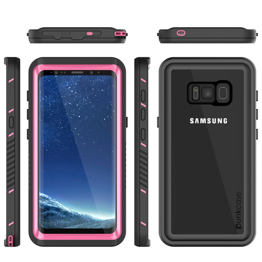 Galaxy S8 PLUS Waterproof Case, Punkcase [Extreme Series] [Slim Fit] [IP68 Certified] [Shockproof] [Snowproof] [Dirproof] Armor Cover W/ Built In Screen Protector for Samsung Galaxy S8+ [Pink] (Color in image: Green)
