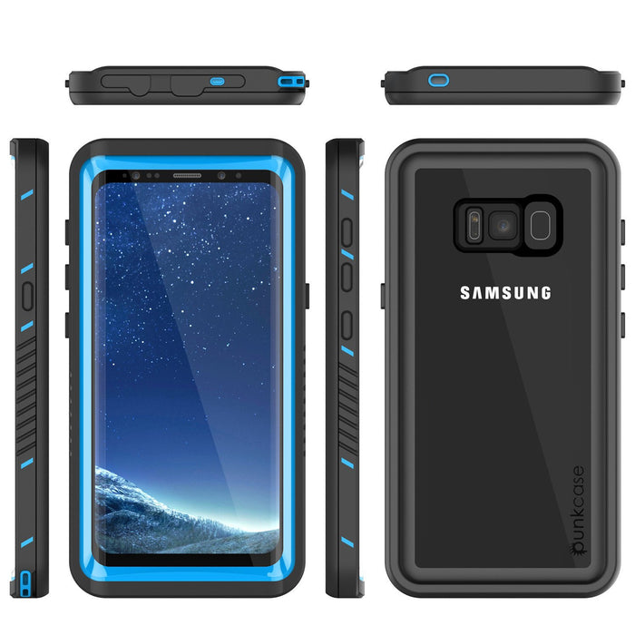 Galaxy S8 Waterproof Case, Punkcase [Extreme Series] [Slim Fit] [IP68 Certified] [Shockproof] [Snowproof] [Dirproof] Armor Cover [Light Blue] (Color in image: Black)
