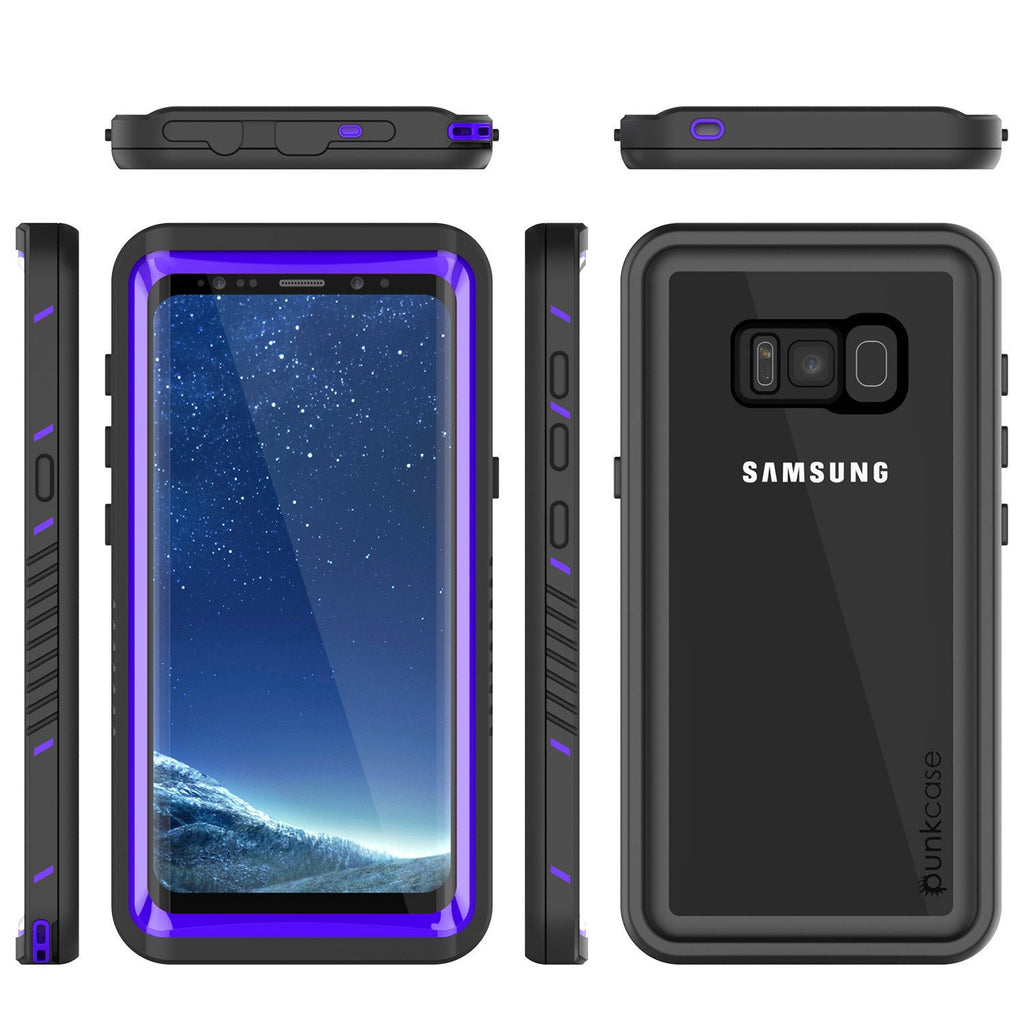 Galaxy S8 PLUS Waterproof Case, Punkcase [Extreme Series] [Slim Fit] [IP68 Certified] [Shockproof] [Snowproof] [Dirproof] Armor Cover W/ Built In Screen Protector for Samsung Galaxy S8+ [Purple] (Color in image: Black)