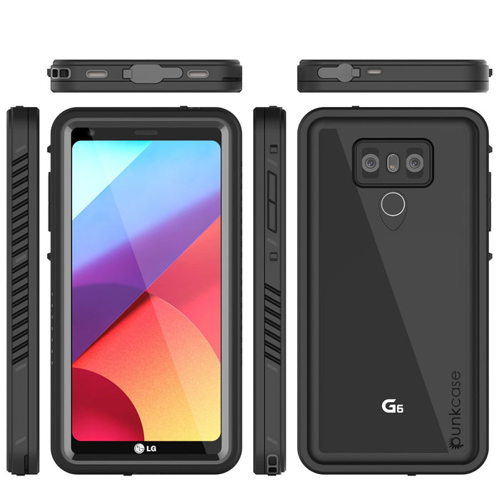 LG G6 Waterproof Case, Punkcase [Extreme Series] [Slim Fit] [IP68 Certified] Built In Screen Protector [BLACK] (Color in image: white)