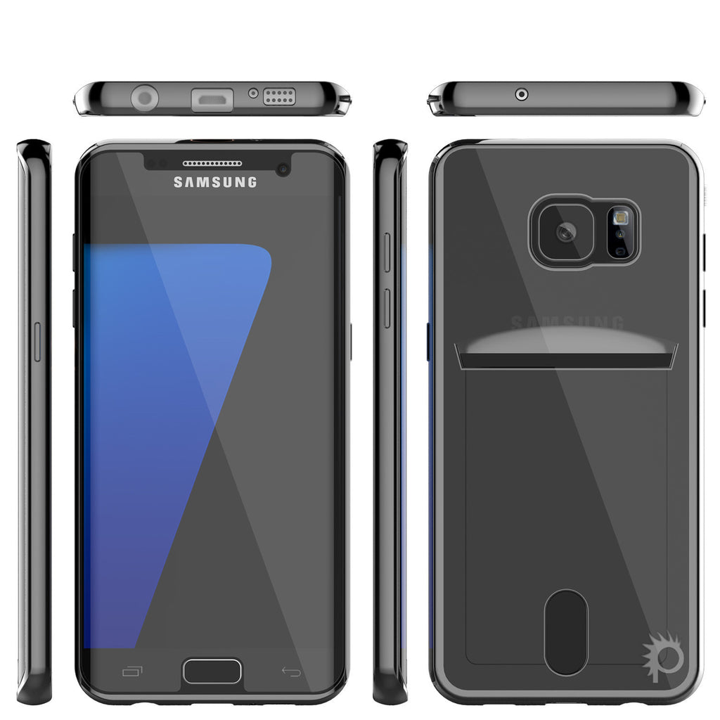 Galaxy S7 Case, PUNKCASE® LUCID Black Series | Card Slot | SHIELD Screen Protector | Ultra fit (Color in image: Silver)