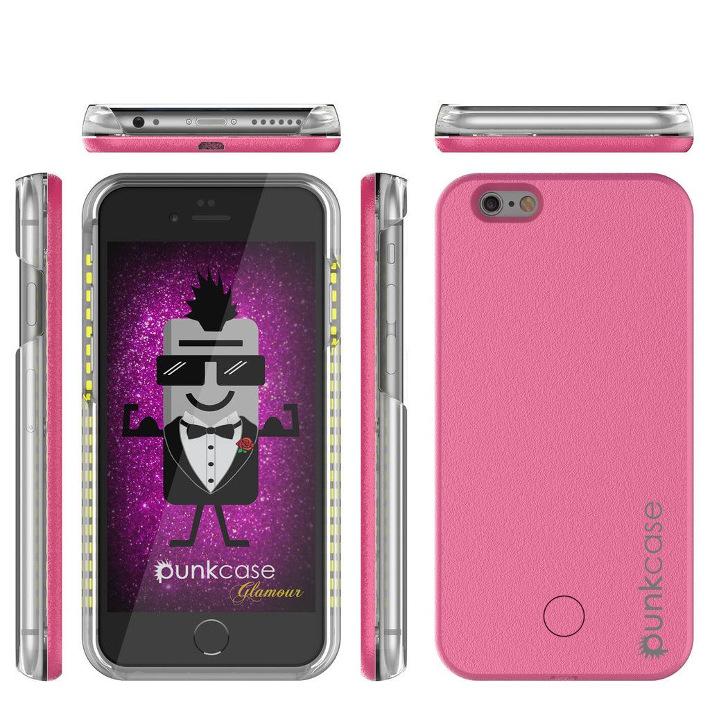 iPhone 6/6S Punkcase LED Light Case Light Illuminated Case, Pink  W/  Battery Power Bank (Color in image: black)