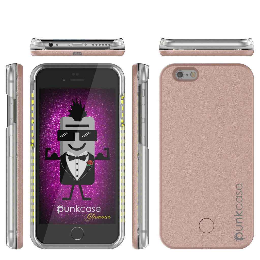 iPhone 6+/6S+ Plus Punkcase LED Light Case Light Illuminated Case, ROSE GOLD  W/  Battery Power Bank (Color in image: white)