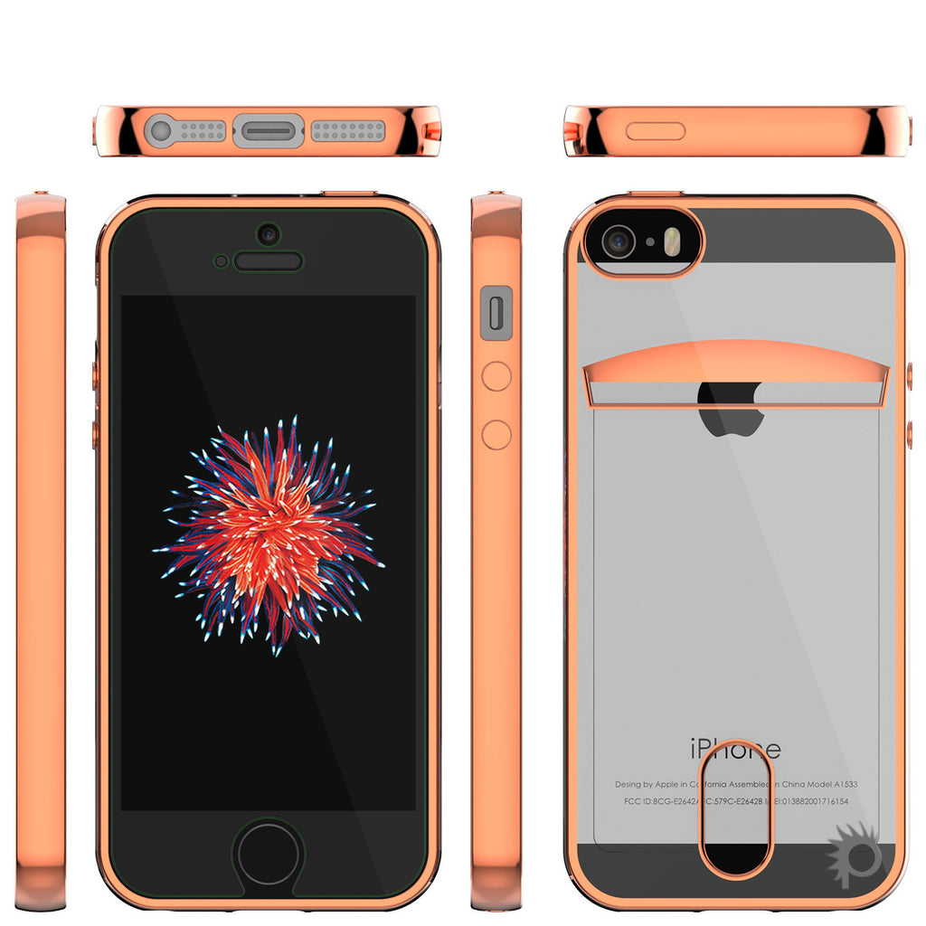 iPhone SE/5S/5 Case, PUNKCASE® LUCID Rose Gold Series | Card Slot | Screen Protector | Ultra fit (Color in image: Balck)