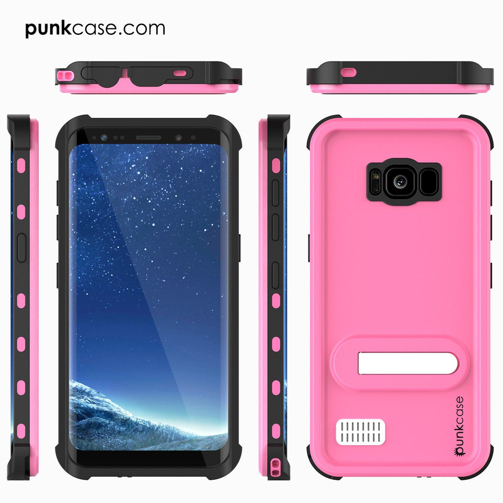 Protector [PURPLE]Galaxy S8 Waterproof Case, Punkcase [KickStud Series] [Slim Fit] [IP68 Certified] [Shockproof] [Snowproof] Armor Cover [Pink] (Color in image: Red)