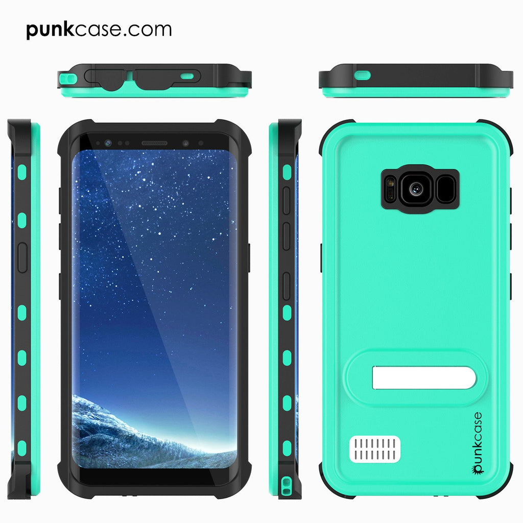 Galaxy S8 Plus Waterproof Case, Punkcase KickStud Teal Series [Slim Fit] [IP68 Certified] [Shockproof] [Snowproof] Armor Cover. (Color in image: Black)
