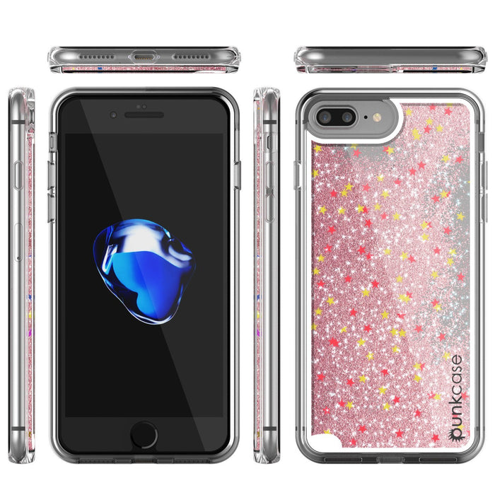 iPhone 8+ Plus Case, PunkCase LIQUID Rose Series, Protective Dual Layer Floating Glitter Cover (Color in image: green)