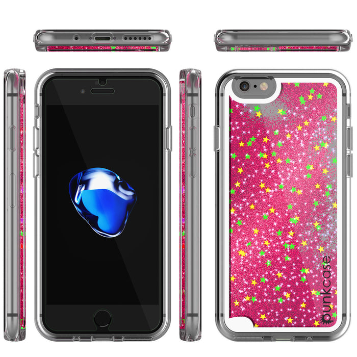 iPhone 7 Case, PunkCase LIQUID Pink Series, Protective Dual Layer Floating Glitter Cover (Color in image: silver)