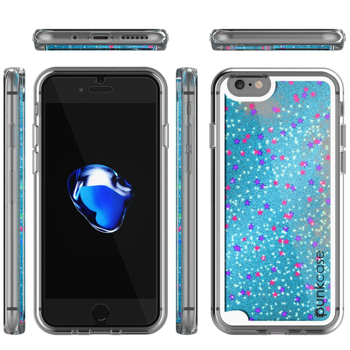 iPhone 8 Case, PunkCase LIQUID Teal Series, Protective Dual Layer Floating Glitter Cover (Color in image: pink)