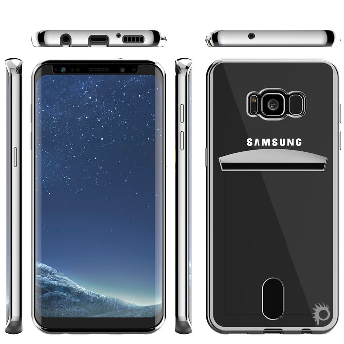 Galaxy S8 Plus Case, PUNKCASE® LUCID Silver Series | Card Slot | SHIELD Screen Protector | Ultra fit (Color in image: Balck)