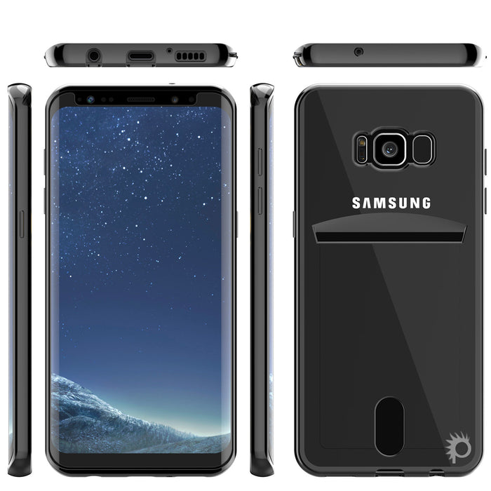 Galaxy S8 Case, PUNKCASE® LUCID Black Series | Card Slot | SHIELD Screen Protector | Ultra fit (Color in image: Silver)