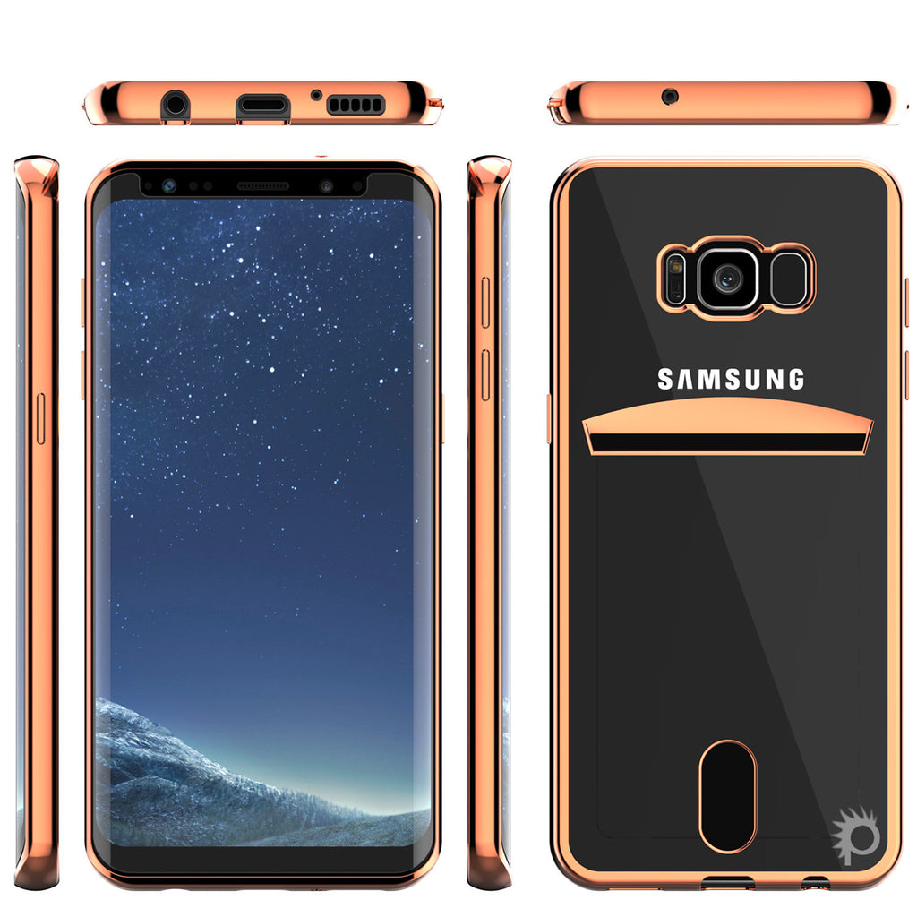 Galaxy S8 Case, PUNKCASE® LUCID Rose Gold Series | Card Slot | SHIELD Screen Protector (Color in image: Balck)