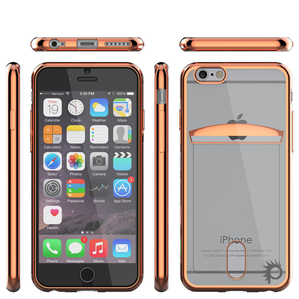 iPhone 6s/6 Case, PUNKCASE® LUCID Rose Gold Series | Card Slot | SHIELD Screen Protector | Ultra fit (Color in image: Balck)