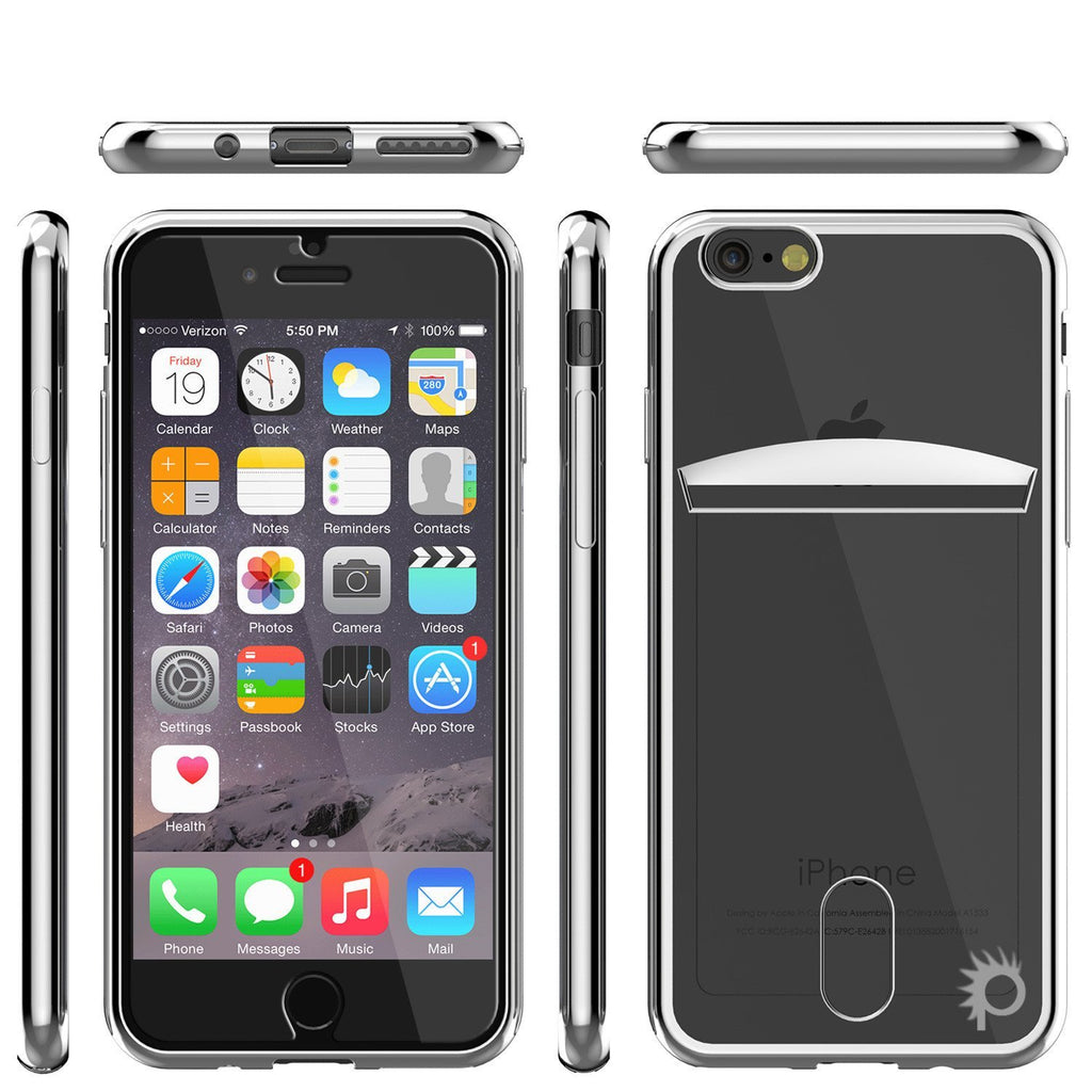 iPhone 8+ Plus Case, PUNKCASE® LUCID Silver Series | Card Slot | SHIELD Screen Protector | Ultra fit (Color in image: Balck)