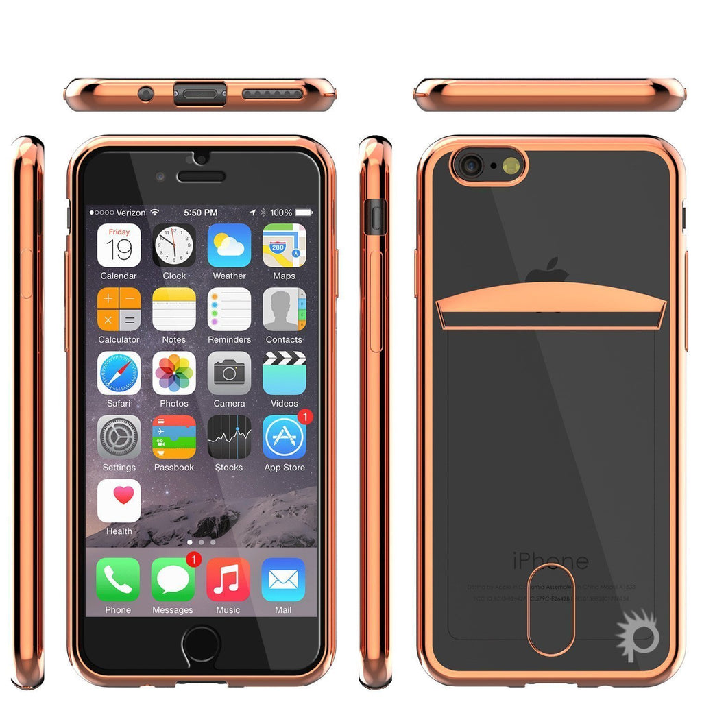 iPhone SE (4.7") Case, PUNKCASE® LUCID Rose Gold Series | Card Slot | SHIELD Screen Protector | Ultra fit (Color in image: Black)