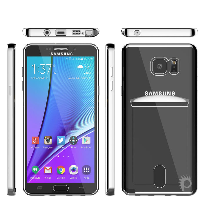 Galaxy Note 5 Case, PUNKCASE® LUCID Silver Series | Card Slot | SHIELD Screen Protector | Ultra fit (Color in image: Balck)