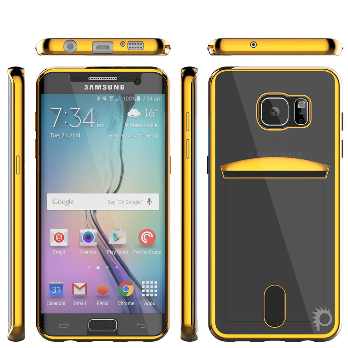 Galaxy S6 Case, PUNKCASE® LUCID Gold Series | Card Slot | SHIELD Screen Protector | Ultra fit (Color in image: Silver)