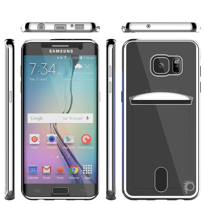 Galaxy S6 EDGE Case, PUNKCASE® LUCID Silver Series | Card Slot | SHIELD Screen Protector | Ultra fit (Color in image: Balck)