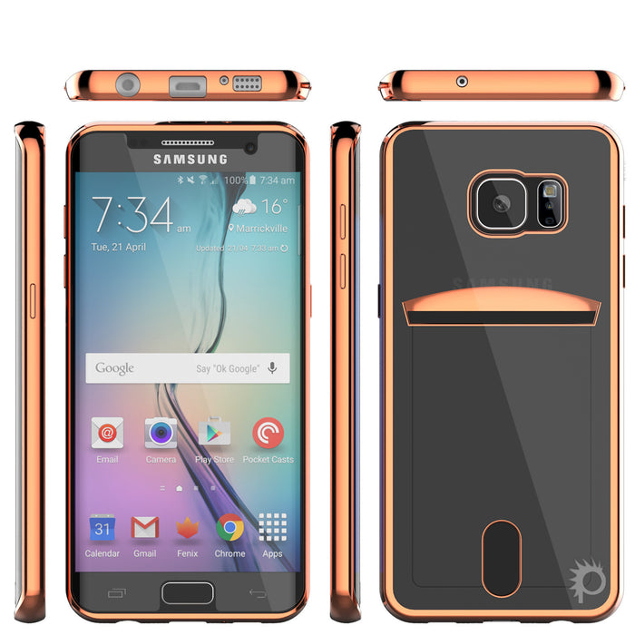 Galaxy S6 Case, PUNKCASE® LUCID Rose Gold Series | Card Slot | SHIELD Screen Protector | Ultra fit (Color in image: Balck)