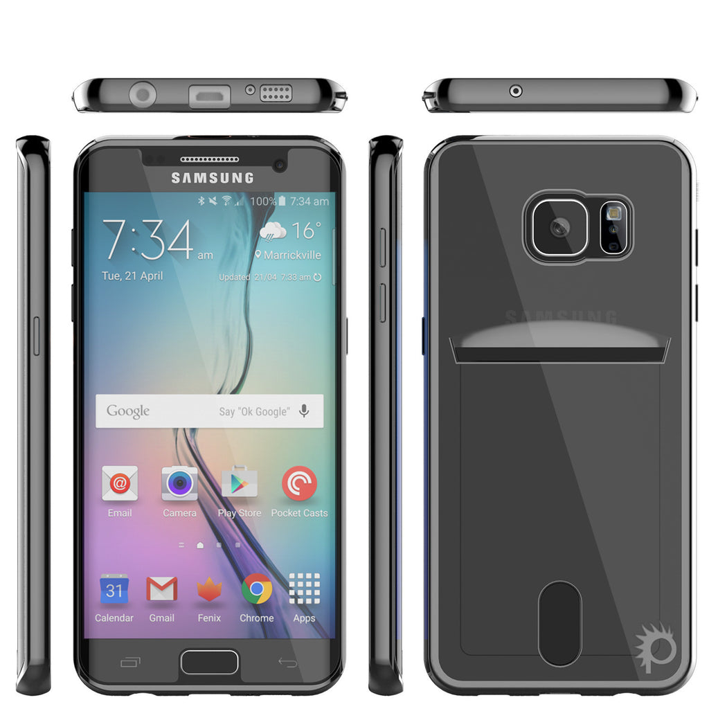 Galaxy S6 Case, PUNKCASE® LUCID Black Series | Card Slot | SHIELD Screen Protector | Ultra fit (Color in image: Silver)