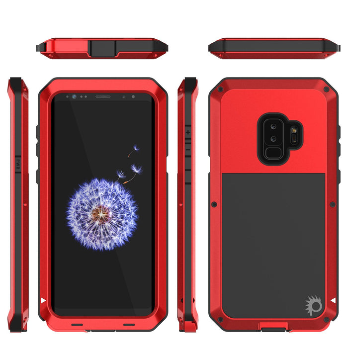 Galaxy S9 Plus Metal Case, Heavy Duty Military Grade Rugged Armor Cover [shock proof] Hybrid Full Body Hard Aluminum & TPU Design [non slip] W/ Prime Drop Protection for Samsung Galaxy S9 Plus [Red] (Color in image: Black)