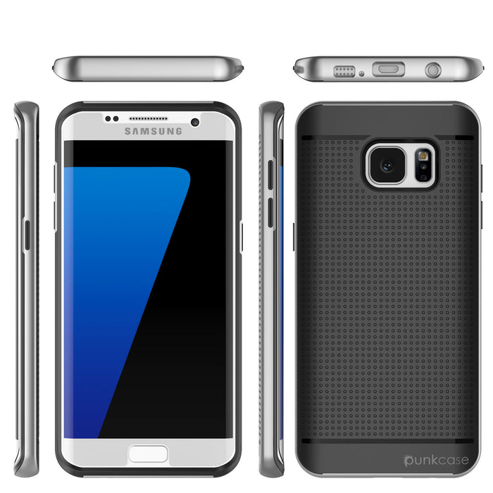 Galaxy S7 Edge Case, PunkCase STEALTH Grey Series Hybrid 3-Piece Shockproof Dual Layer Cover (Color in image: Silver)