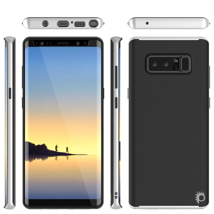 Galaxy Note 8 Case, PunkCase [Stealth Series] Hybrid 3-Piece Shockproof Dual Layer Cover [Non-Slip] [Soft TPU + PC Bumper] with PUNKSHIELD Screen Protector for Samsung Note 8 [White] (Color in image: Black)