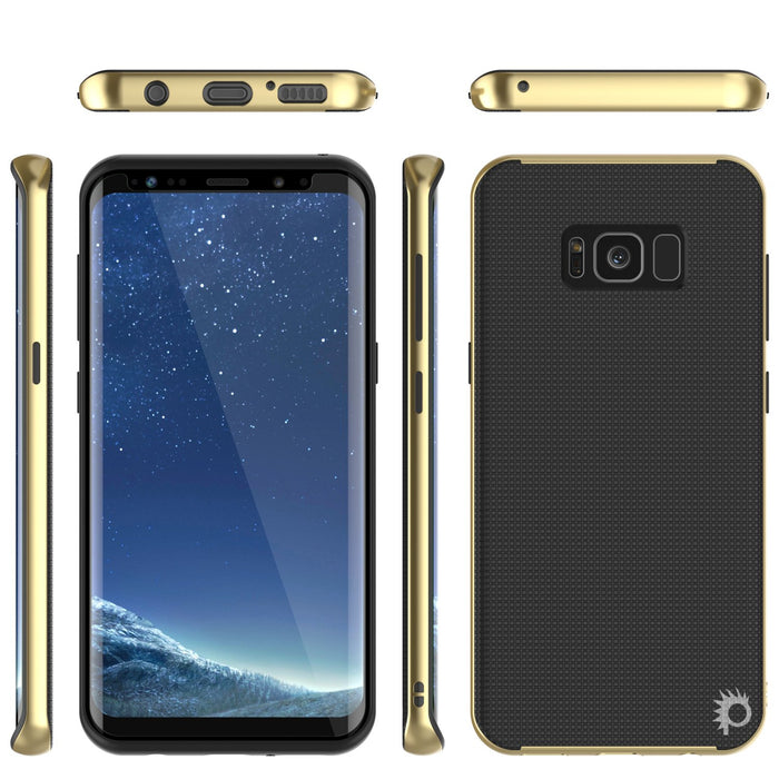 Galaxy S8 PLUS Case, PunkCase [Stealth Series] Hybrid 3-Piece Shockproof Dual Layer Cover [Non-Slip] [Soft TPU + PC Bumper] with PUNKSHIELD Screen Protector for Samsung S8+ [Gold] (Color in image: Black)